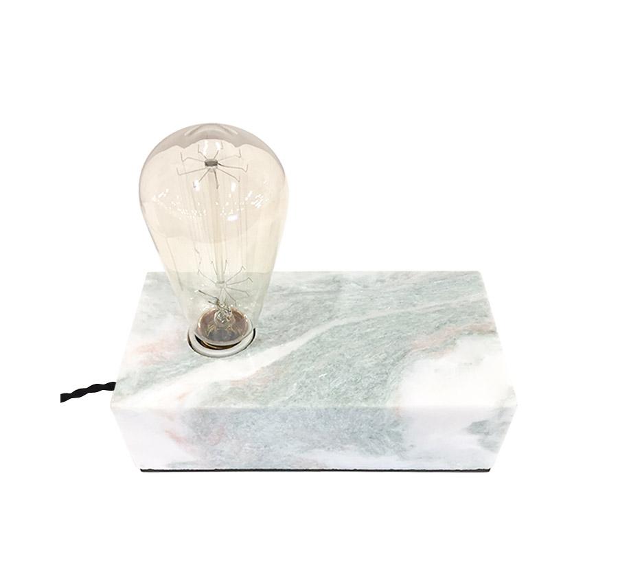 box shaped table lamp with marble base