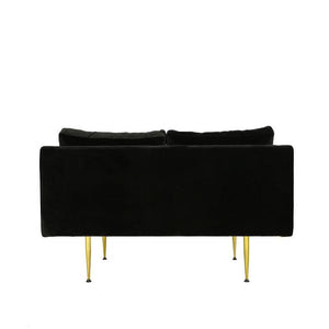 two seats black velvet sofa