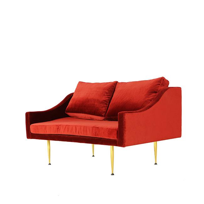 loveseat sofa with red velvet