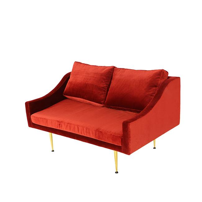 red velvet sofa with two seats