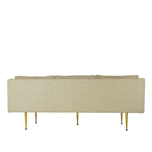 modern sofa with beige fabric and brass legs
