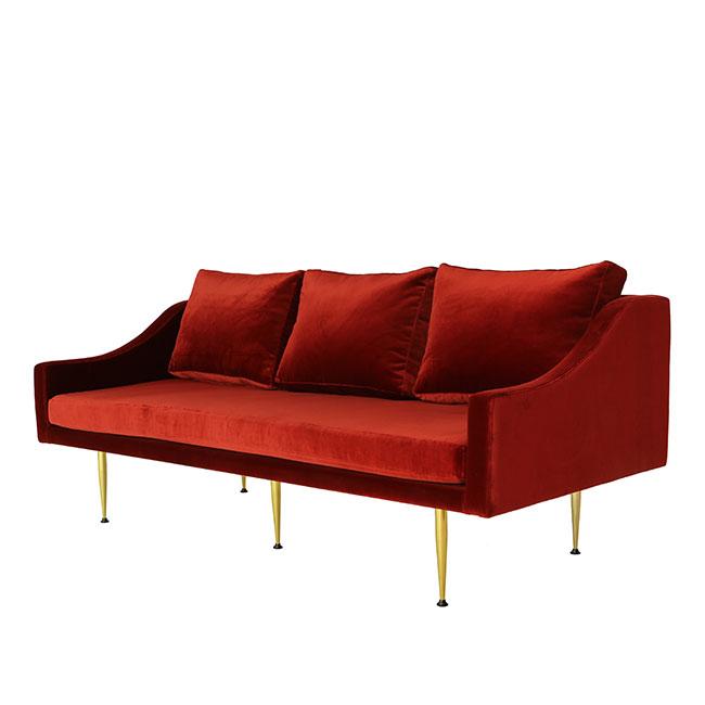 three seats modern sofa with red velvet