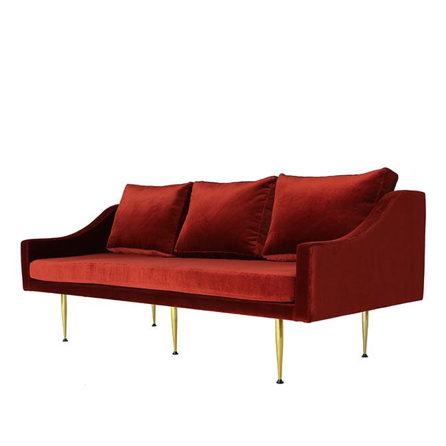 red velvet 3 seats modern sofa