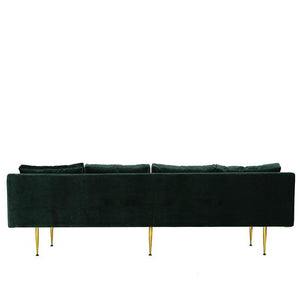 teal velvet mid-century modern sofa