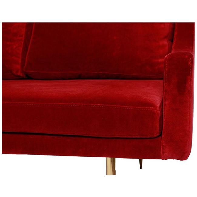 red velvet mid century modern sofa