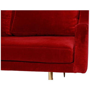 red velvet mid century modern sofa