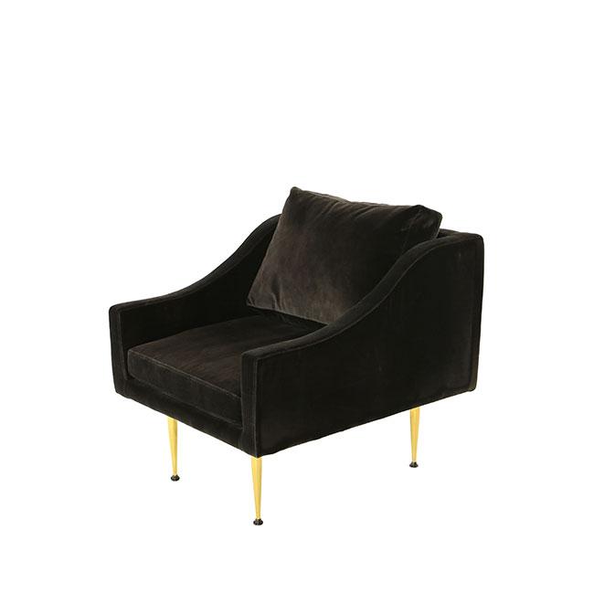 modern lounge armchair with charcoal velvet