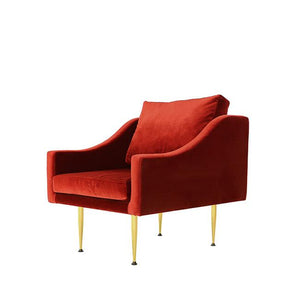 contemporary armchair with spice red velvet