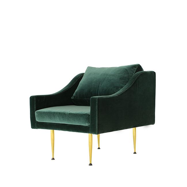 modern lounge chair with teal velvet