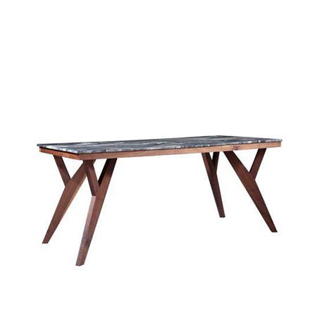 walnut base marble top modern dining table