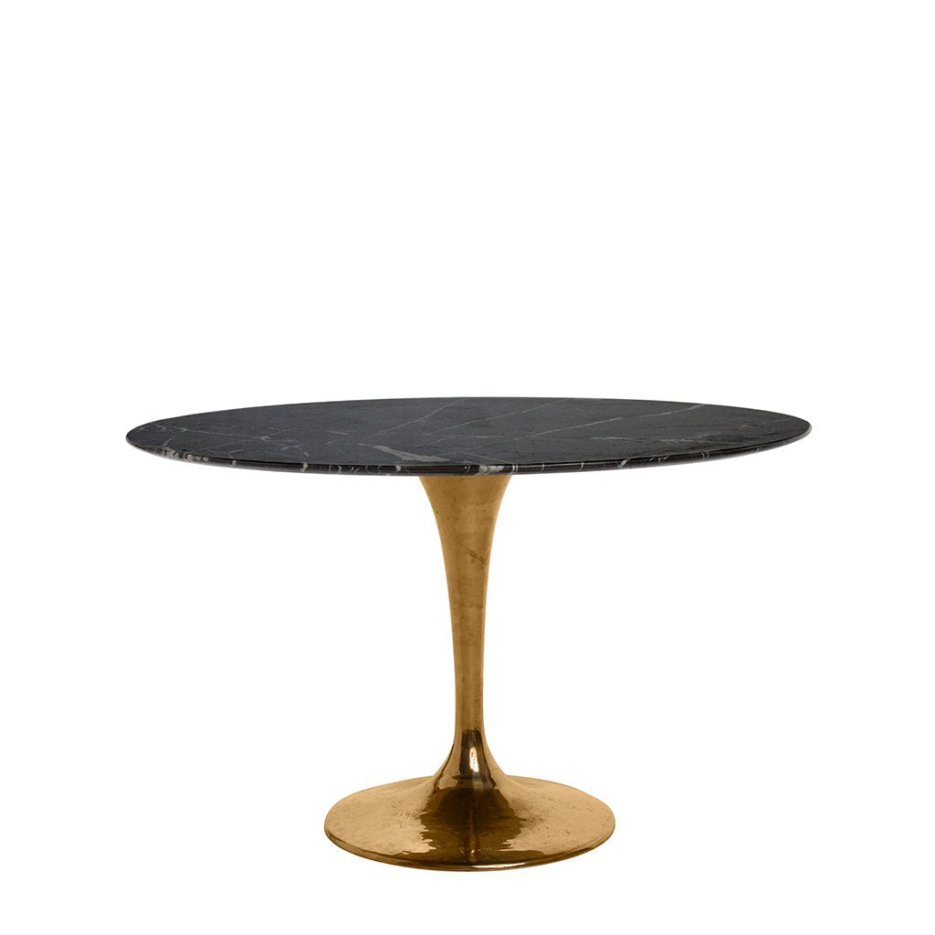 dining table with a black marble top