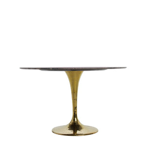dining table with a shiny bronze base