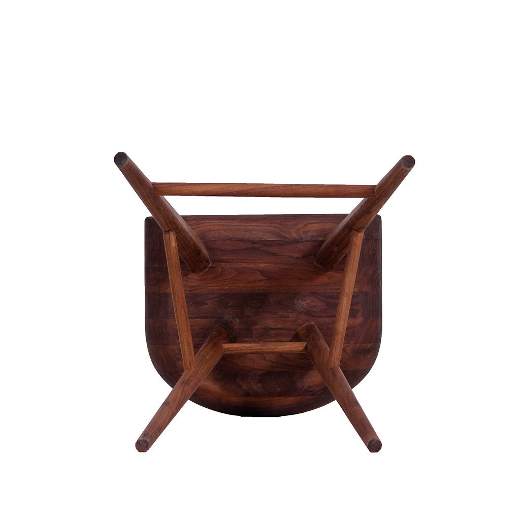 dark american walnut stool from bottom