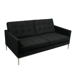 modern two seat sofa with charcoal fabric