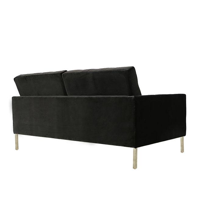 modern two seat couch with black velvet