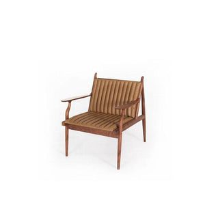 modern lounge chair with camel colored leather