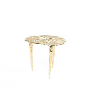 bronze brass side table with leaves design