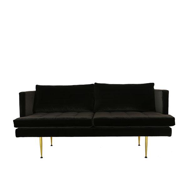 modern loveseat with feather cushions