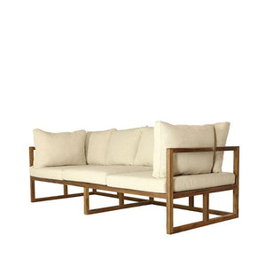 mid century modern sofa with walnut base