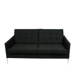 modern loveseat with charcoal tweed